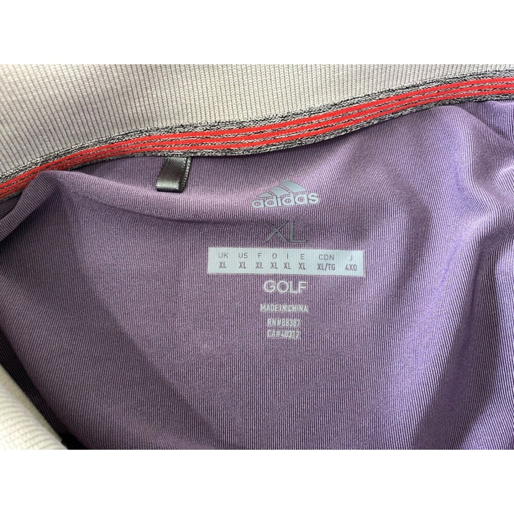 Adidas Golf Polo Shirt Mens XL Purple Gray Striped Stretch Short Sleeve - Picture 10 of 10